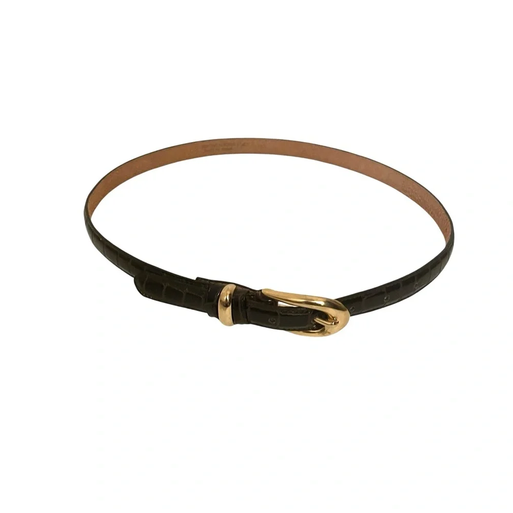 Unbranded Women’s Brown Croc Pattern Leather Belt Approx 31”-32” to middle hole